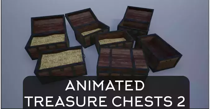 Lowpoly Animated Empty and Full Treasure Chests 2 Low-poly 3D model