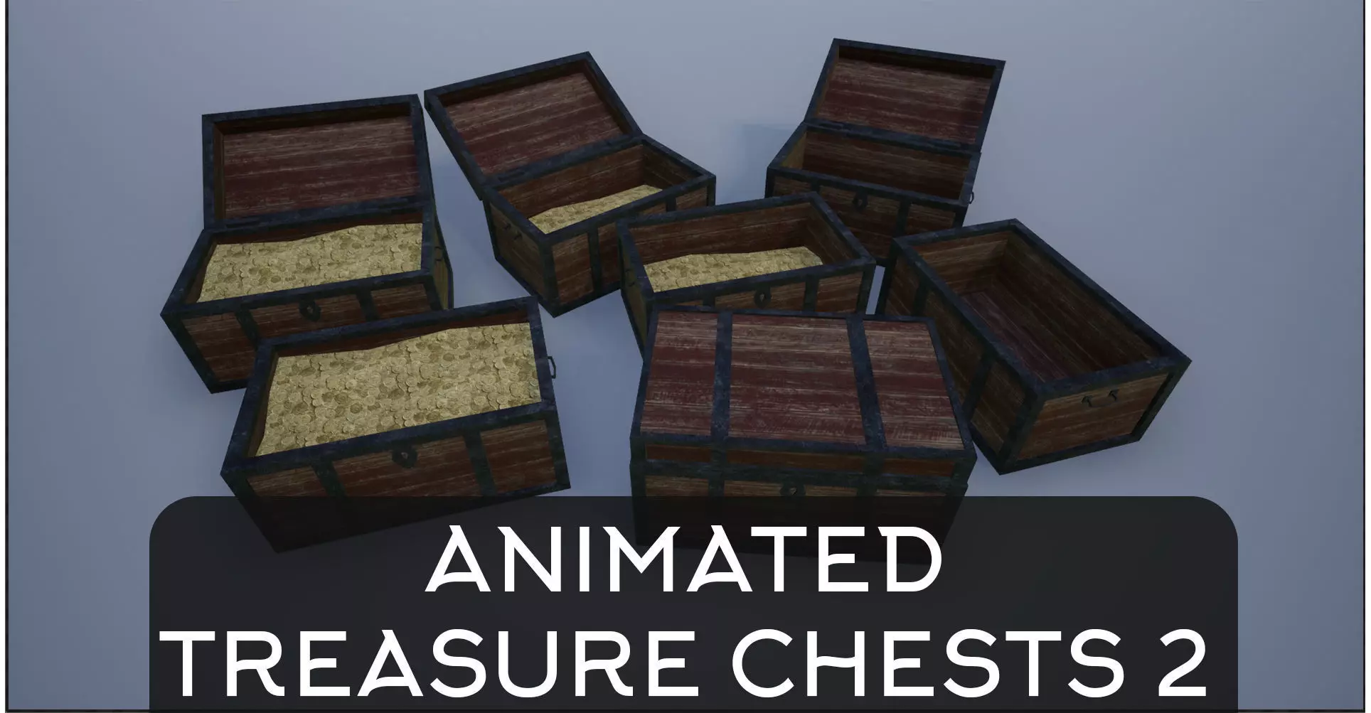 Lowpoly Animated Empty and Full Treasure Chests 2 Low-poly 3D model