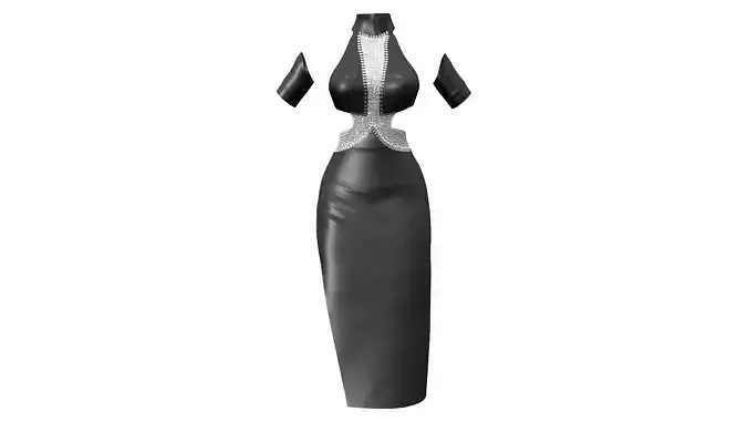 Leather Skirt Dress With Chain Detail And Arm Bands
