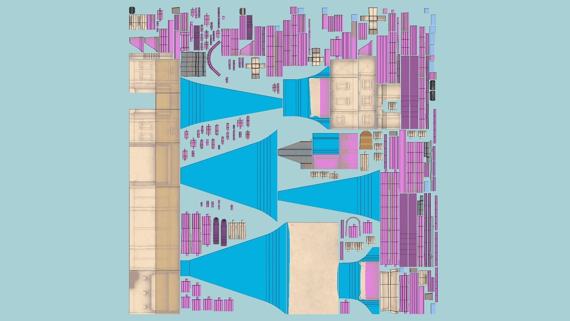 Medieval Building A02 Cartoon Pink - Scenery Backdrop House Low-poly 3D model_5