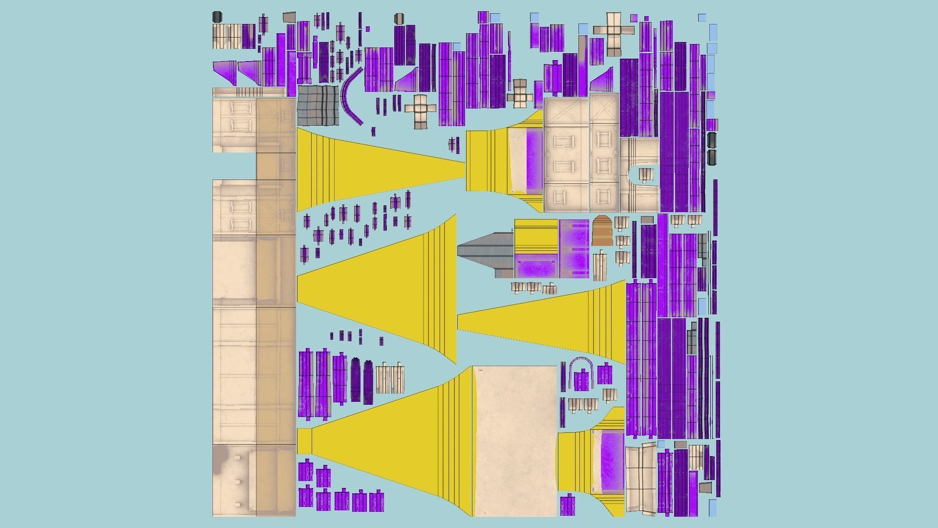 Medieval Building A03 Cartoon Purple - Scenery Backdrop House Low-poly 3D model_5