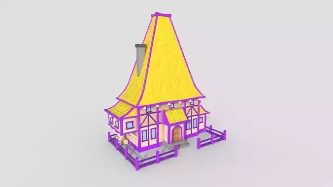 Medieval Building A03 Cartoon Purple - Scenery Backdrop House