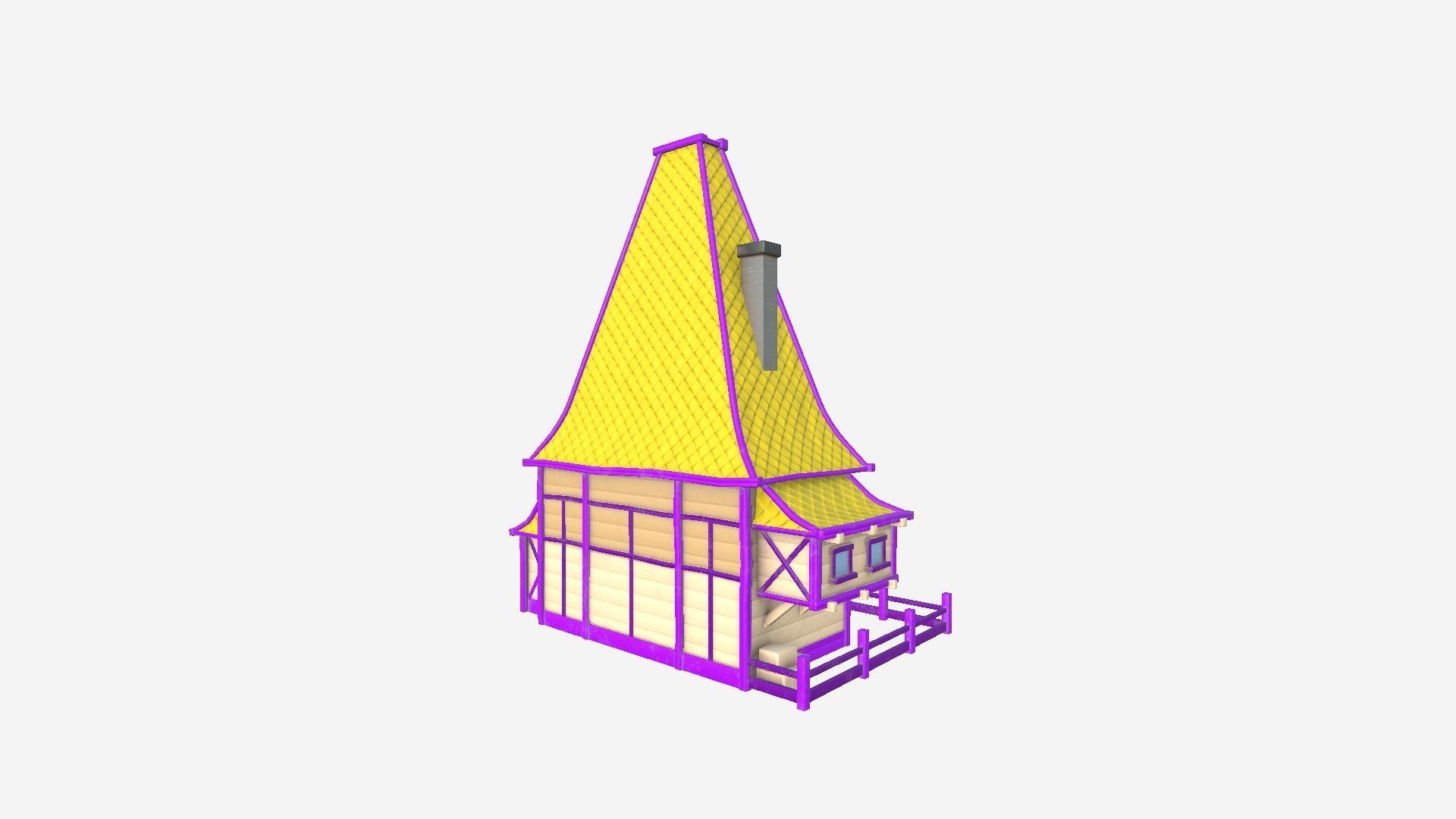 Medieval Building A03 Cartoon Purple - Scenery Backdrop House Low-poly 3D model_2