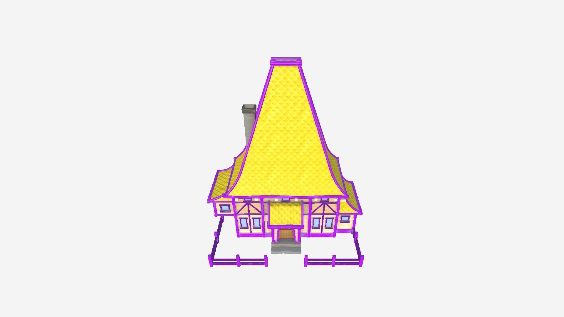 Medieval Building A03 Cartoon Purple - Scenery Backdrop House Low-poly 3D model_4