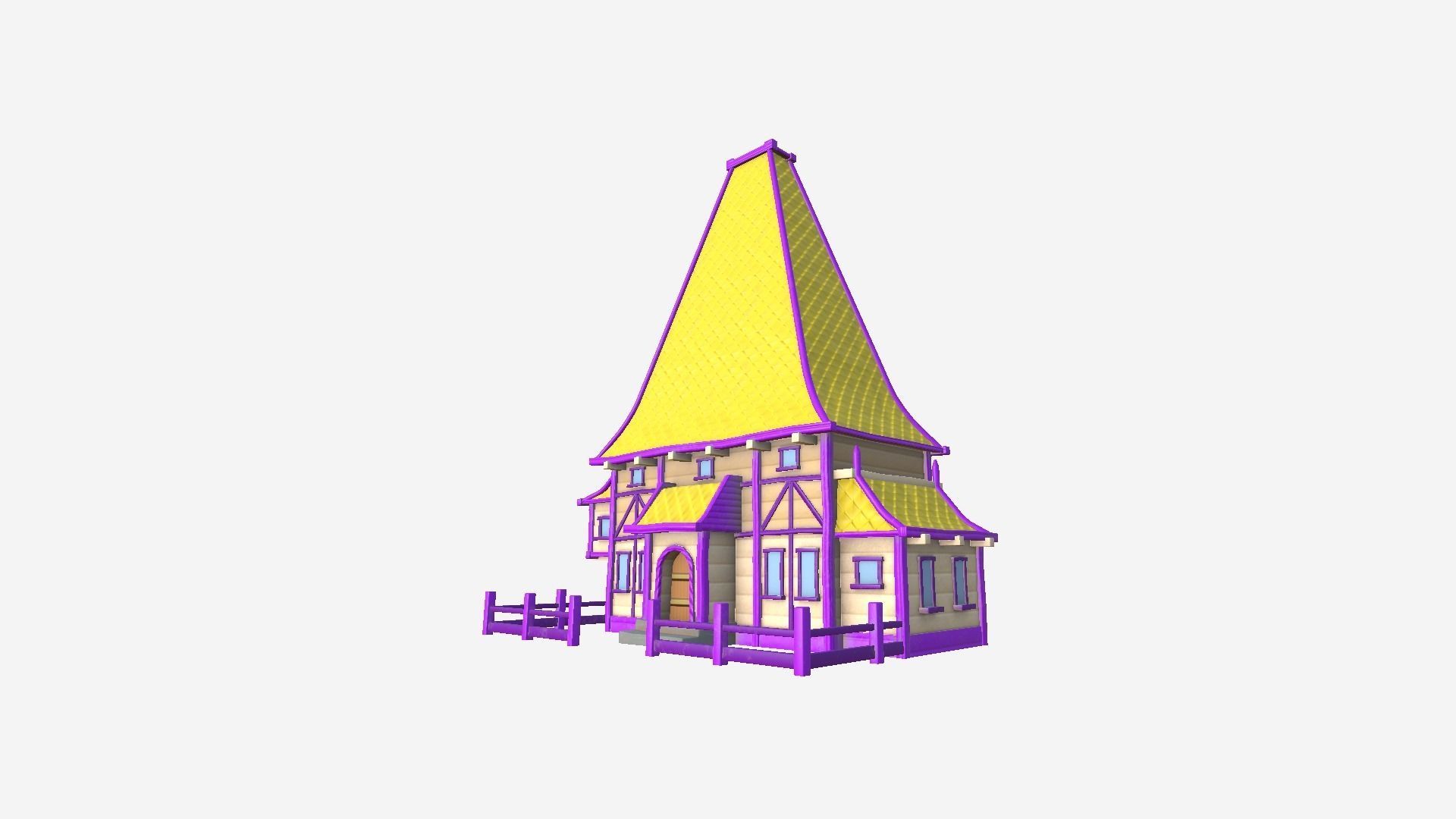 Medieval Building A03 Cartoon Purple - Scenery Backdrop House Low-poly 3D model_3