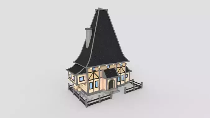 Medieval Building A05 Cartoon Black - Scenery Backdrop House