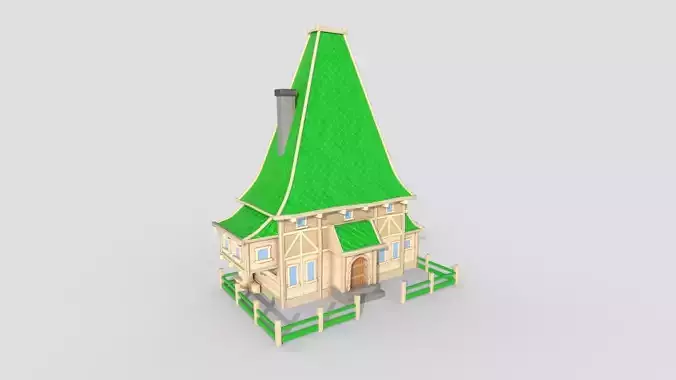 Medieval Building A12 Cartoon Green - Scenery Backdrop House