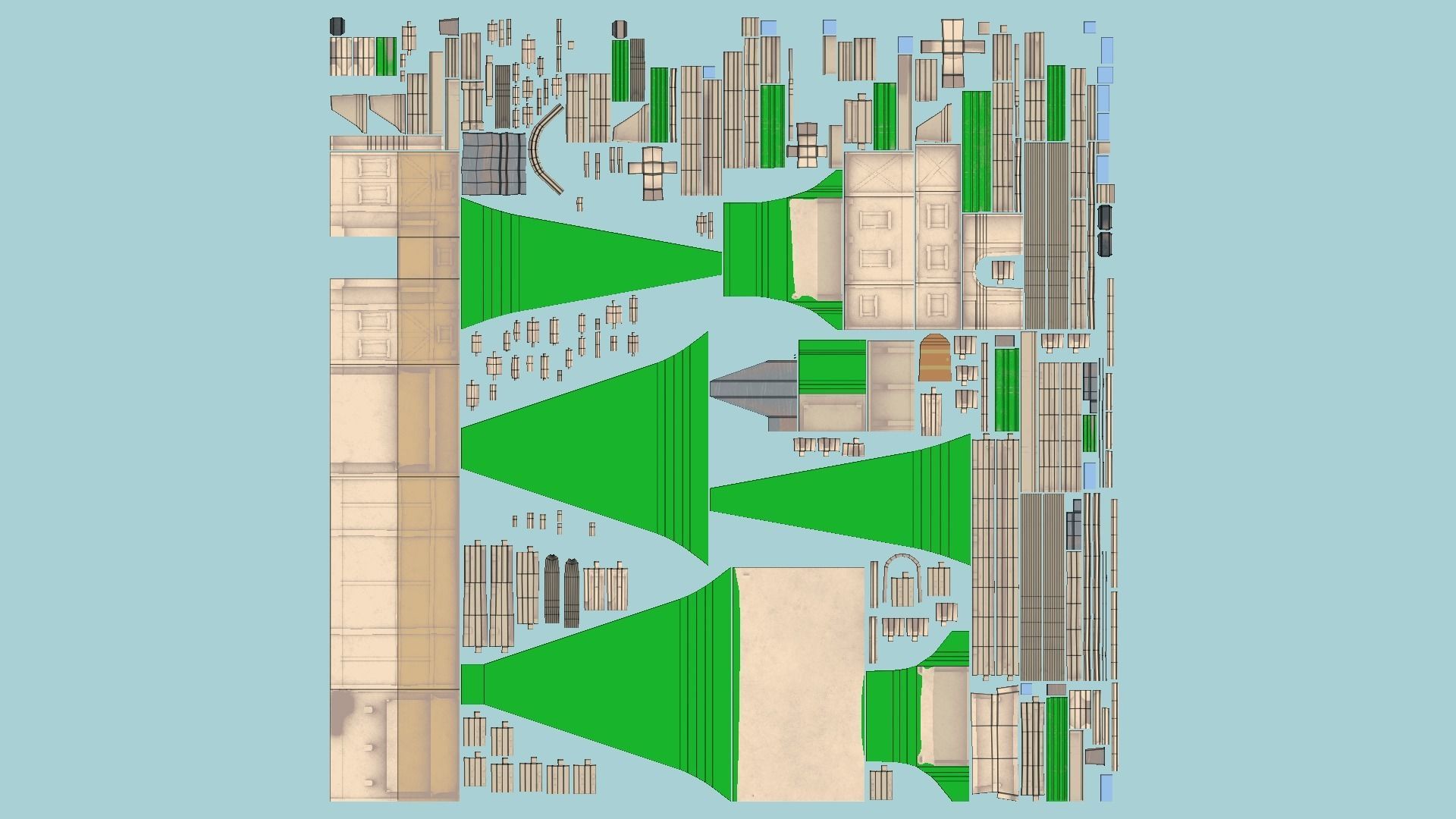 Medieval Building A12 Cartoon Green - Scenery Backdrop House Low-poly 3D model_5