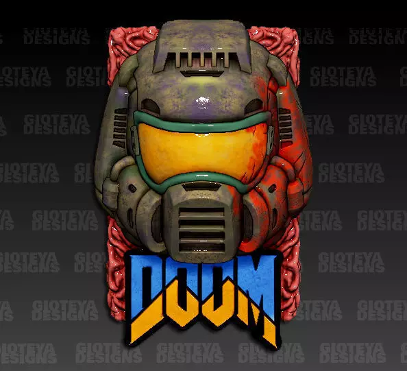Doomguy doom helmet 3D print model_0