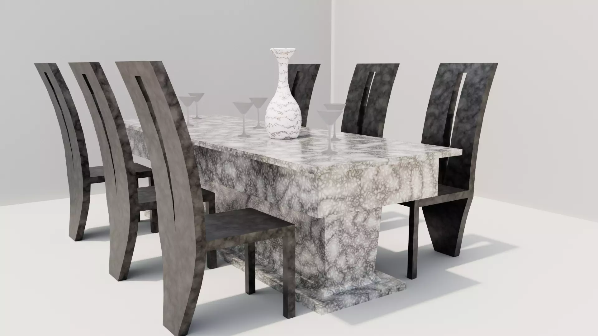 Marble Dining Set Free 3D model