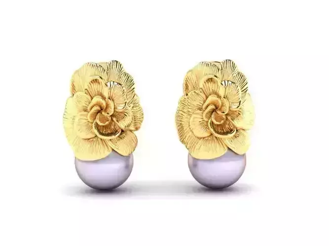 3D model earrings Carrera y Carrera Gardenias