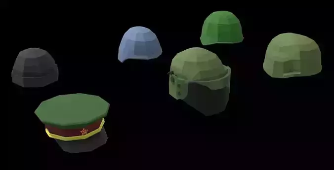 Helmets And Hats Low Poly Pack Low-poly 3D model