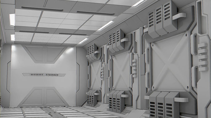 sci fi corridor 3D model