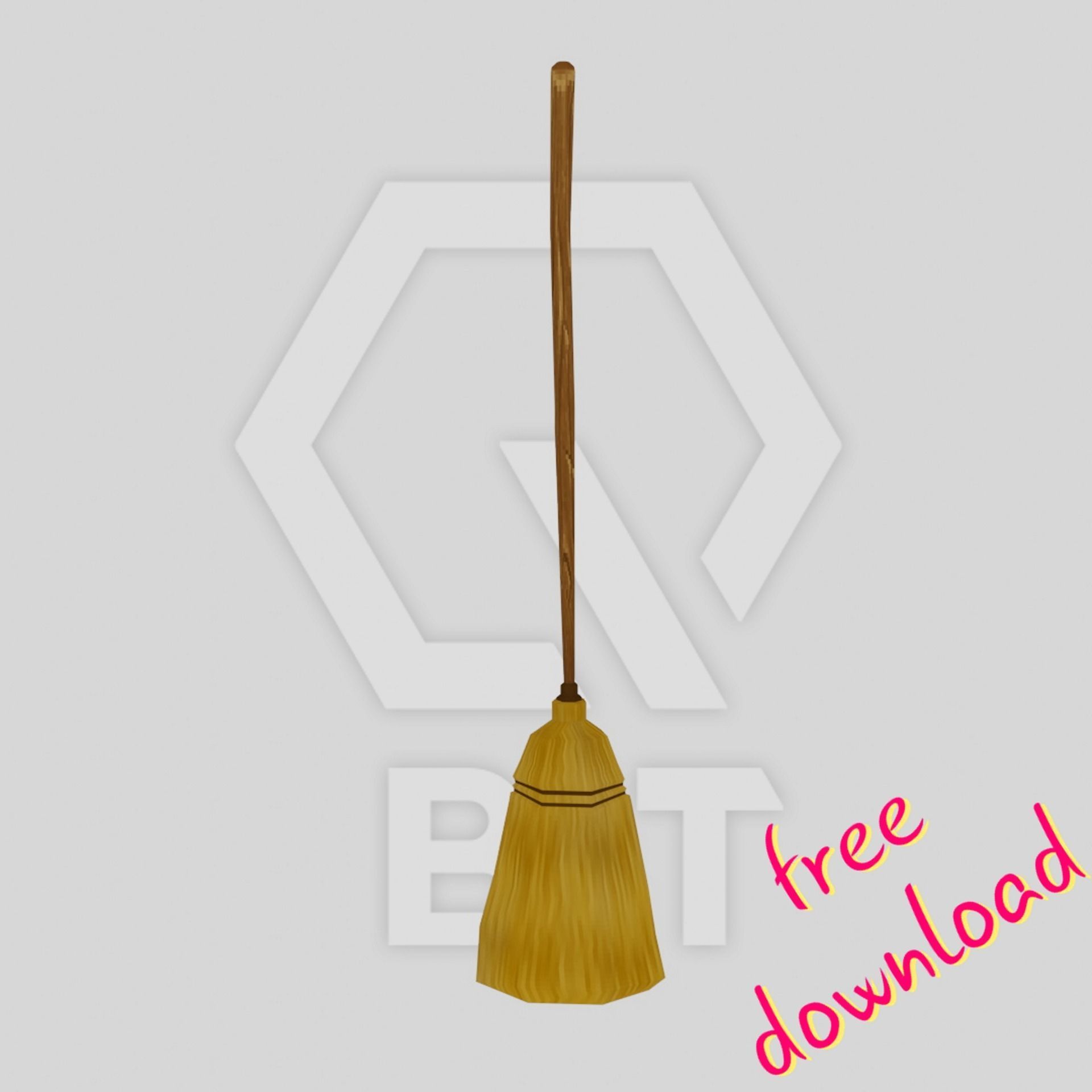 Broom pack v2 DEMO low poly cartoon Free low-poly 3D model_5