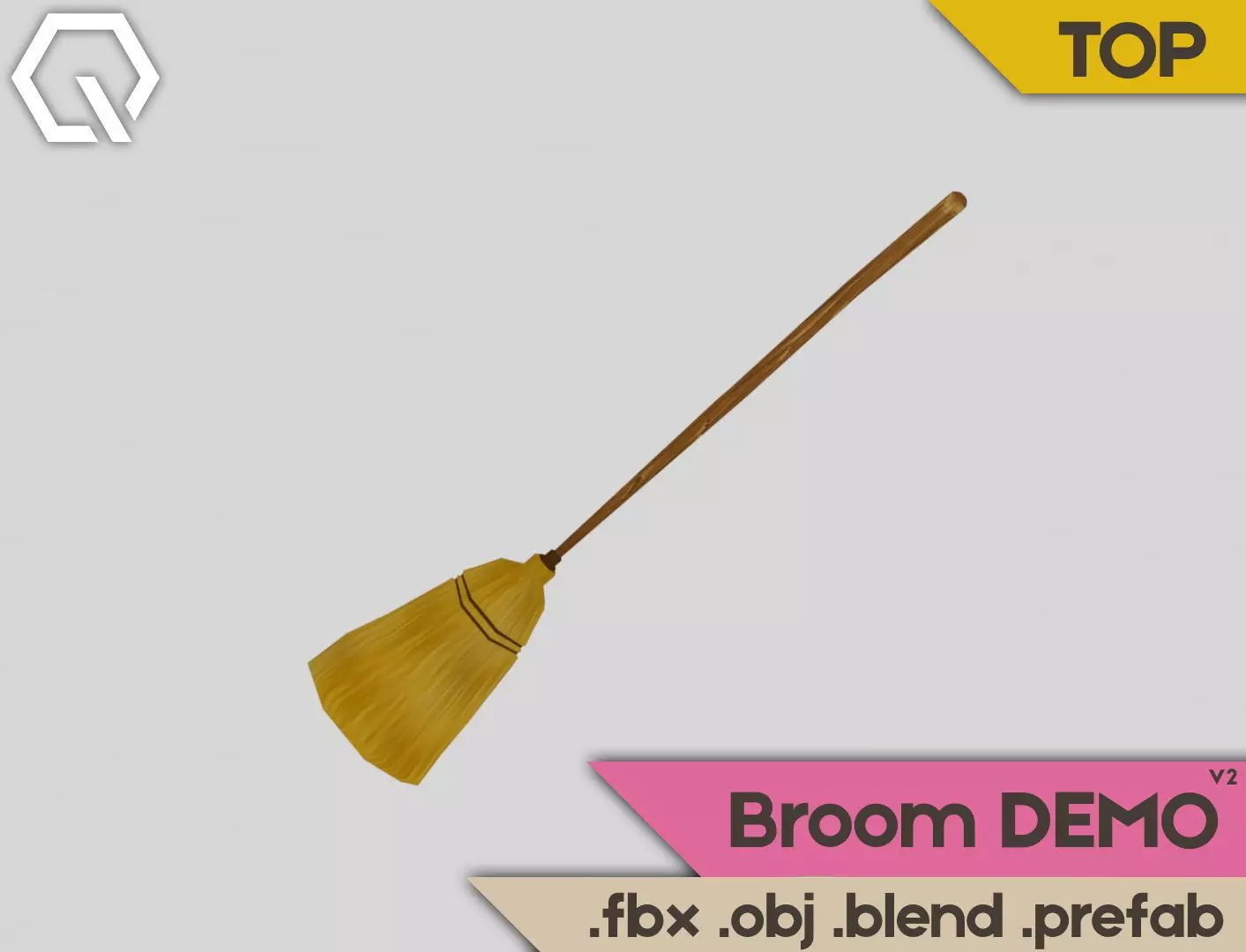 Broom pack v2 DEMO low poly cartoon Free low-poly 3D model_0