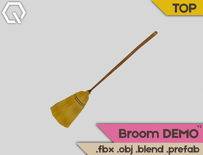 Broom pack v2 DEMO low poly cartoon Free low-poly 3D model