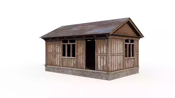 Wooden Shack Low-poly 3D model