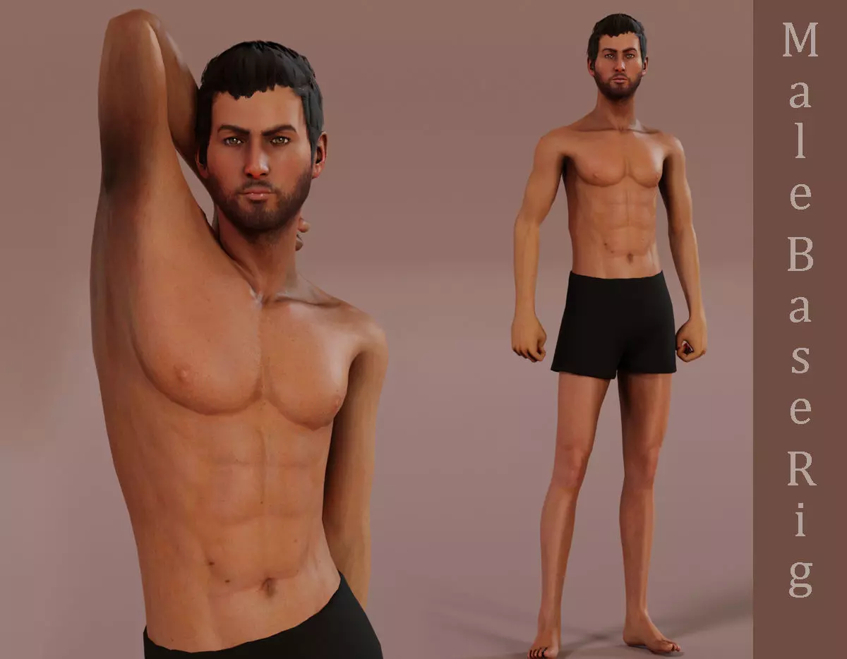 Male Base Rig  Low-poly 3D model_0