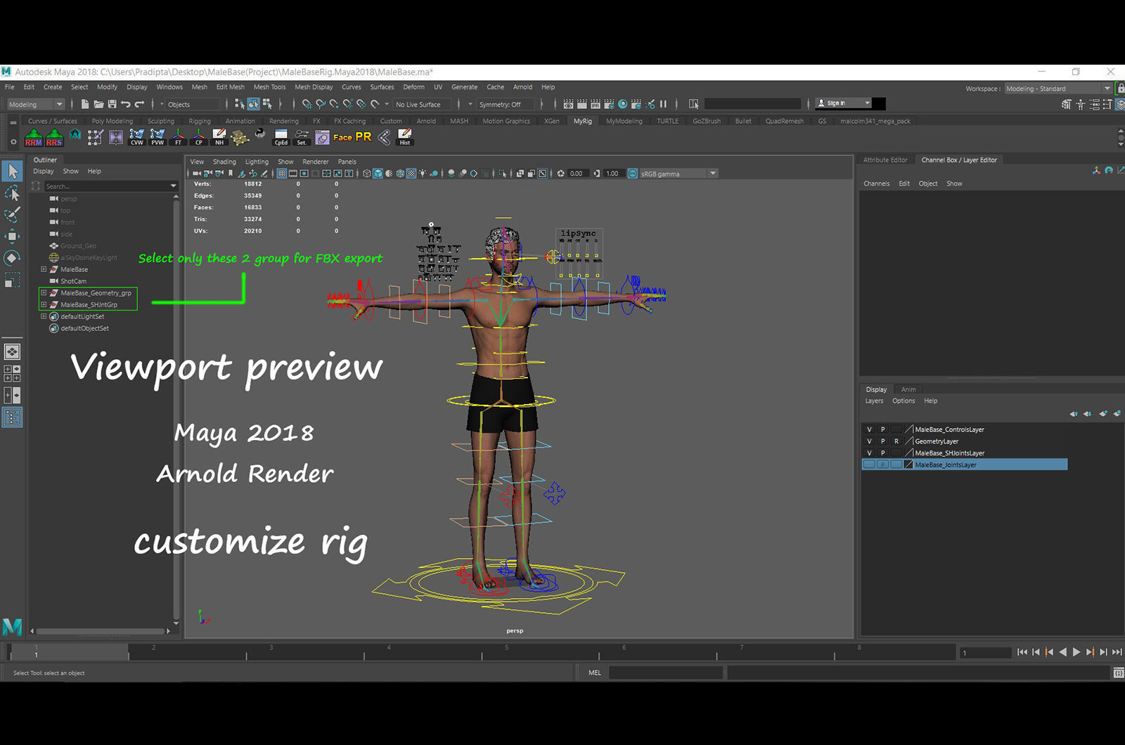 Male Base Rig  Low-poly 3D model_25