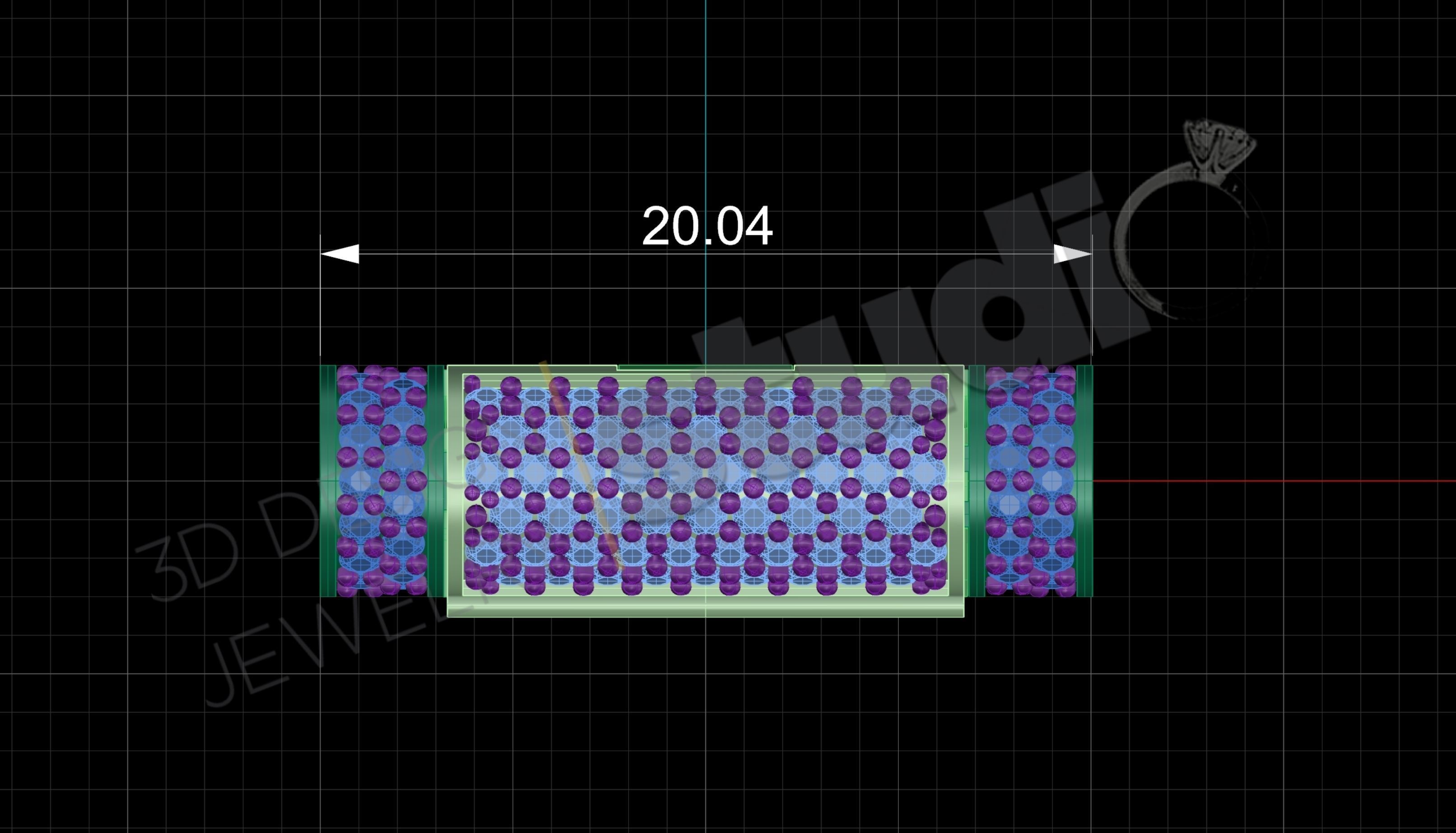 Chain lock clasp cylinder shape with gems 3d model 3D print model_6