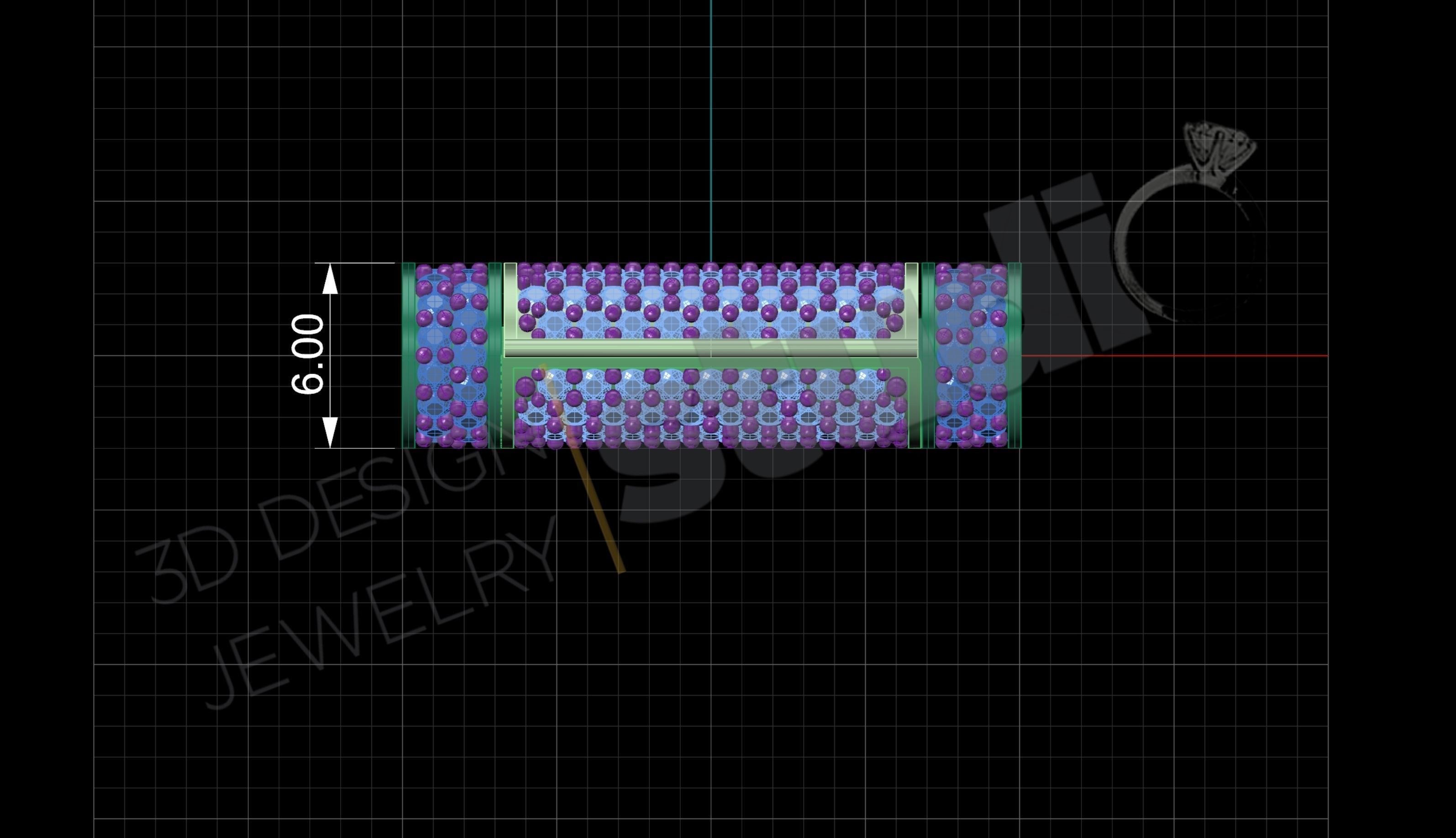 Chain lock clasp cylinder shape with gems 3d model 3D print model_7