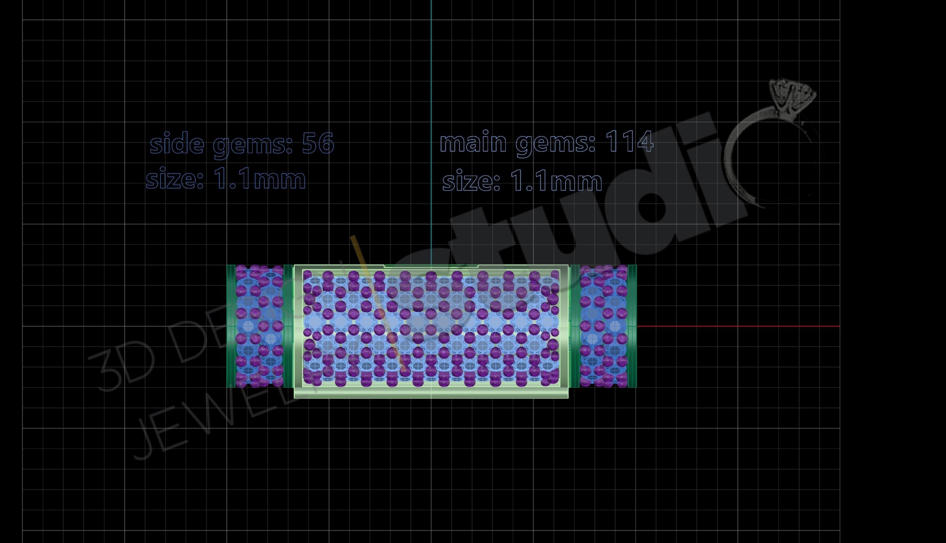 Chain lock clasp cylinder shape with gems 3d model 3D print model_5