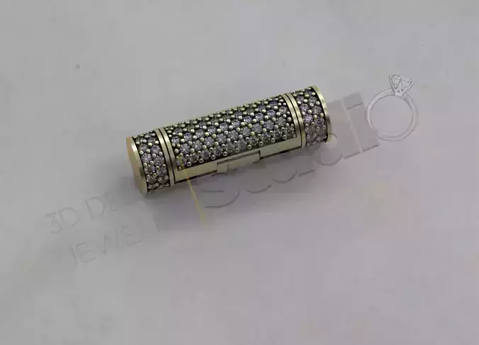 Chain lock clasp cylinder shape with gems 3d model