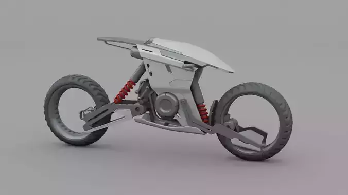 sci-fi motorbike rigged vehicle
