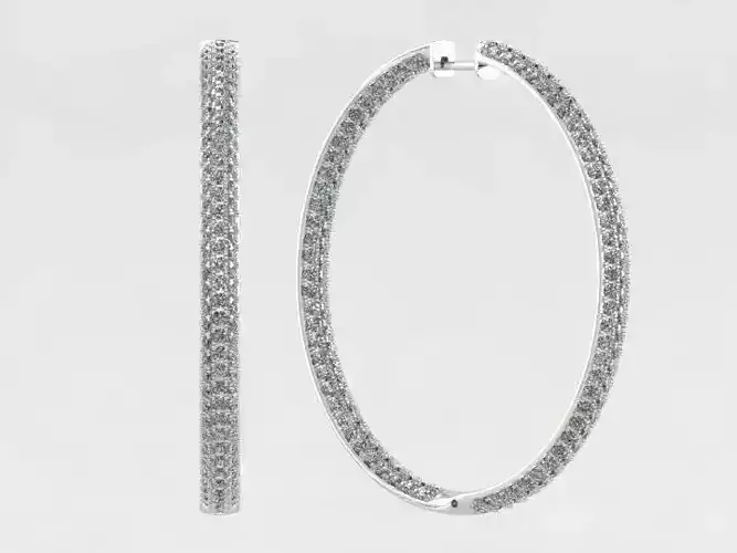 Earring two gold hoop earrings with diamonds