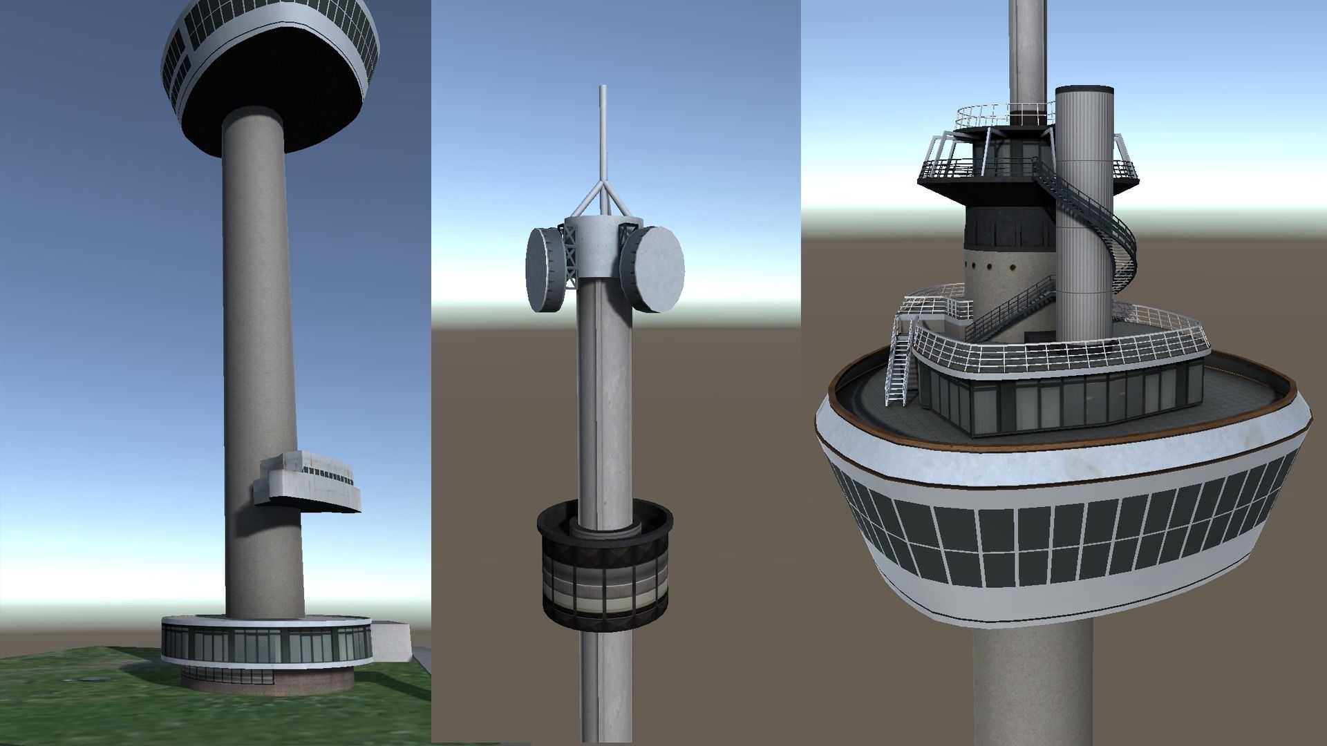 Euromast Tower Rotterdam 3d model low-poly Low-poly 3D model_4