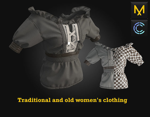 Women Traditional and old clothing 3D model