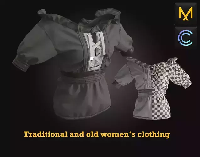 Women Traditional and old clothing 3D model Women Traditional and old clothing 3D model