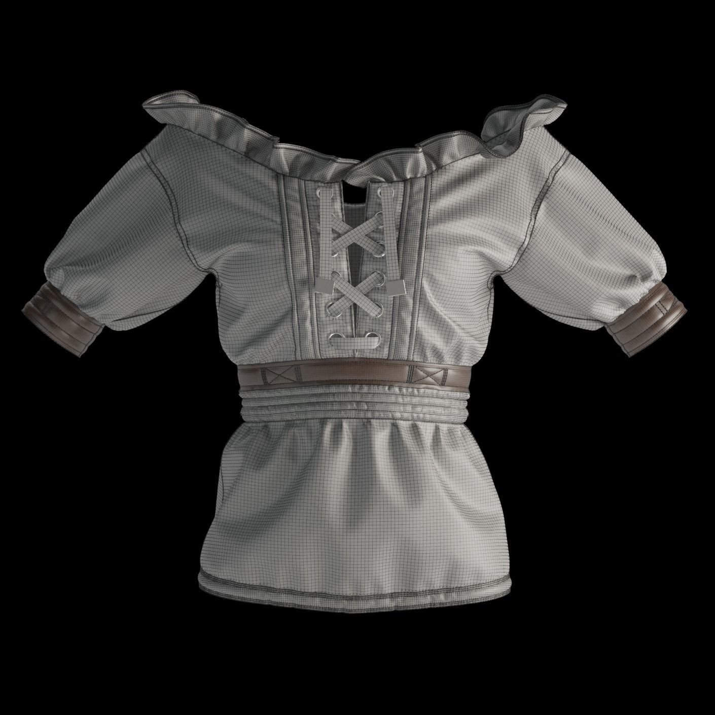 Women Traditional and old clothing 3D model_3