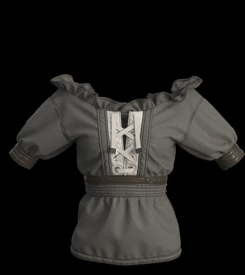 Women Traditional and old clothing 3D model_2