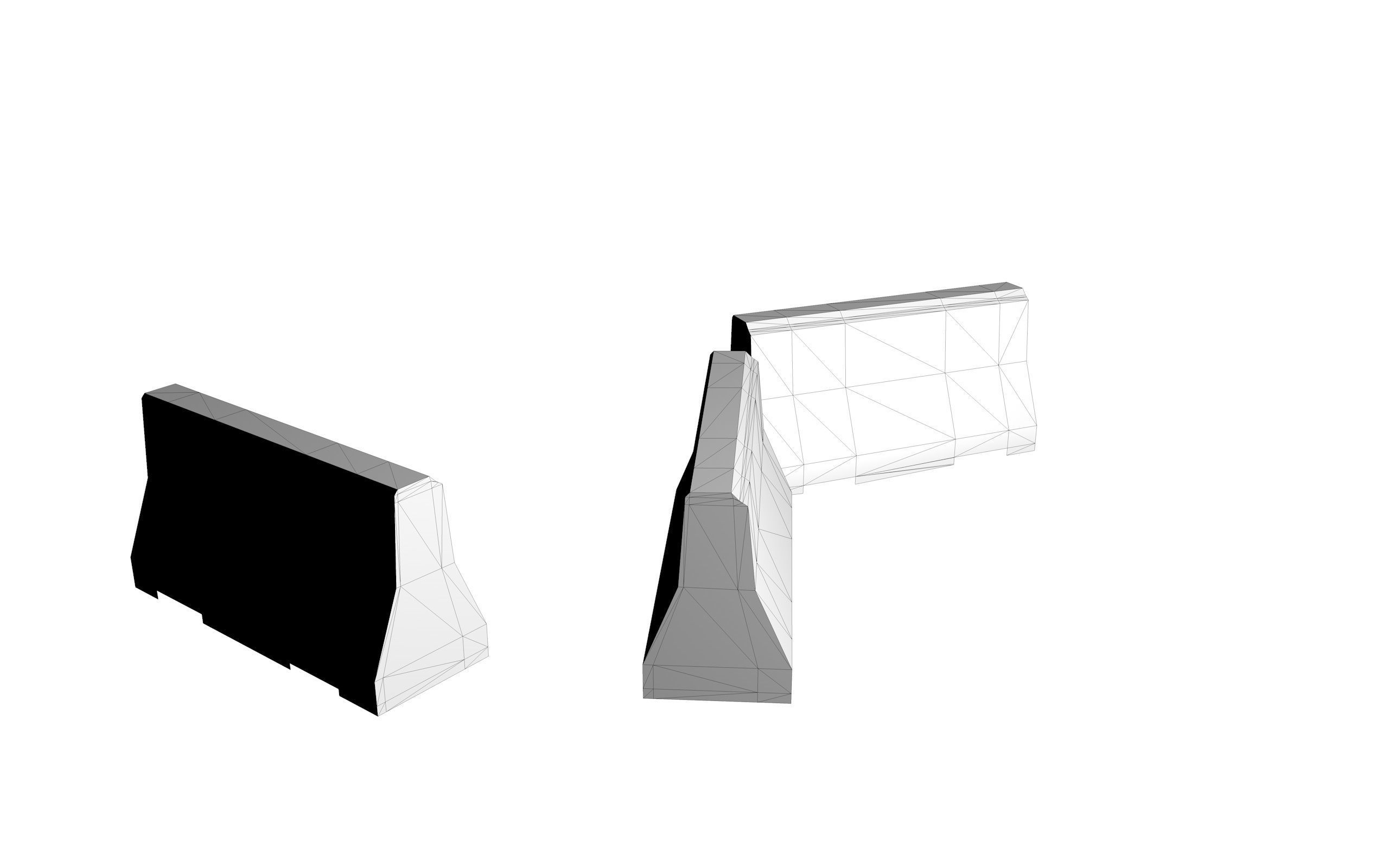 Road Concrete Barrier 3d Model Low-poly 3D model_9