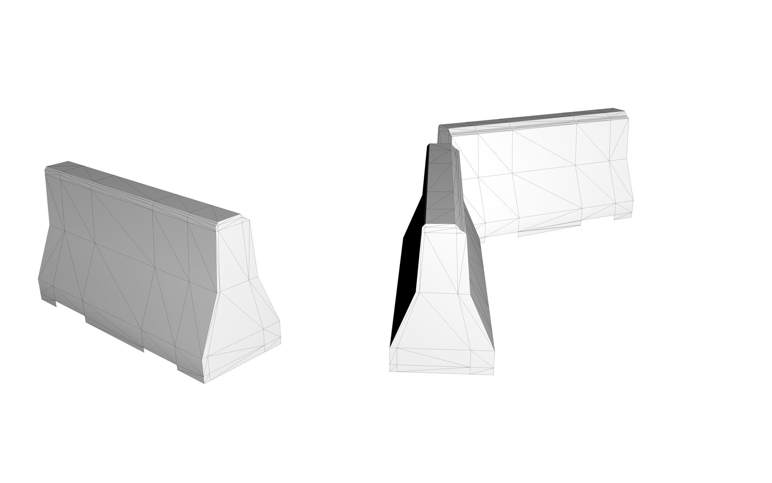 Road Concrete Barrier 3d Model Low-poly 3D model_10