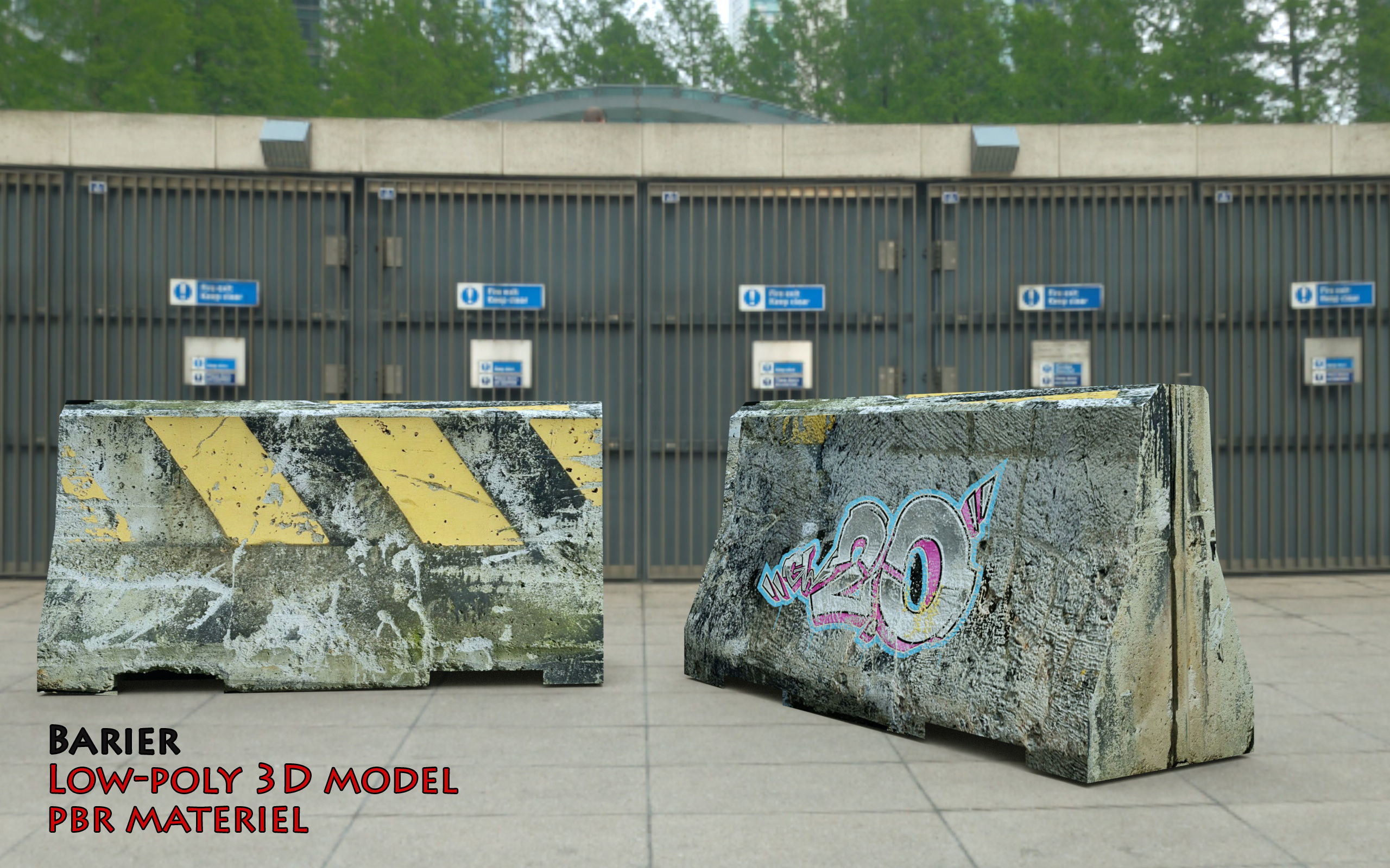 Road Concrete Barrier 3d Model Low-poly 3D model_14