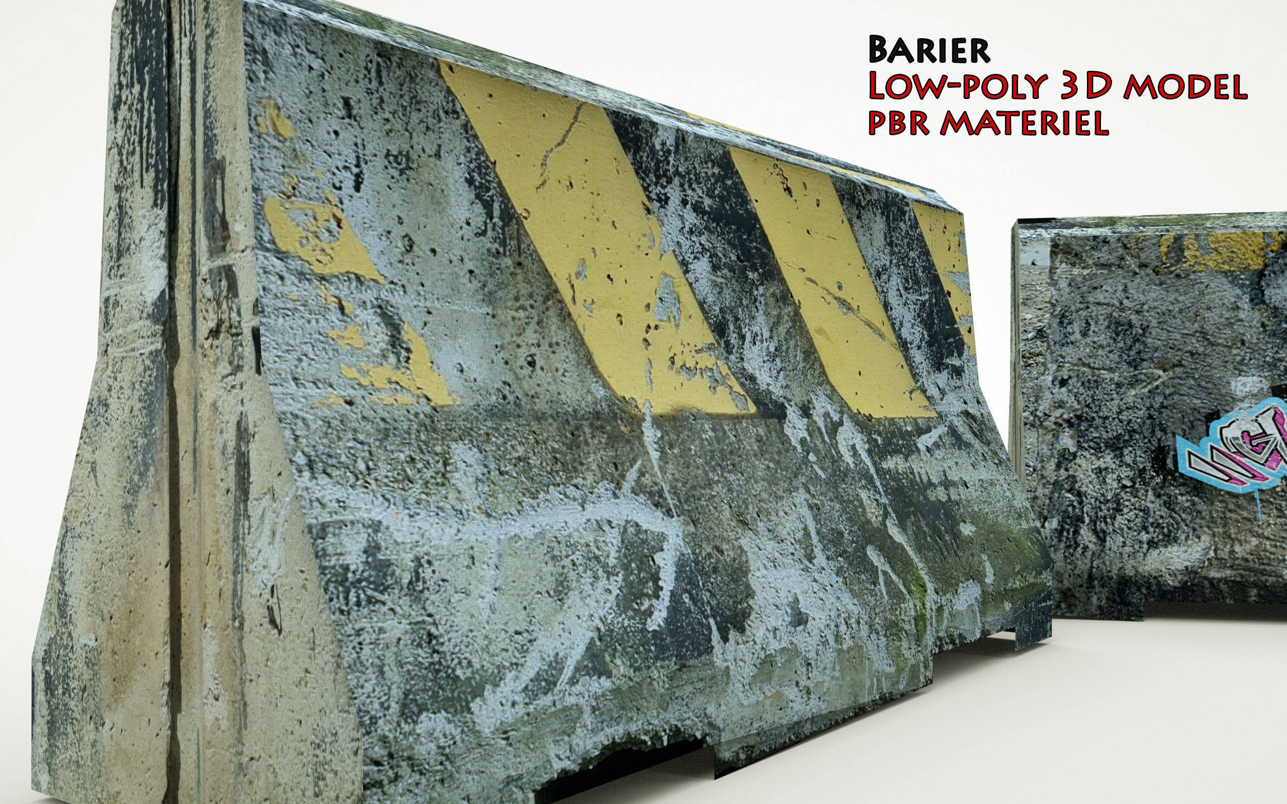 Road Concrete Barrier 3d Model Low-poly 3D model_5