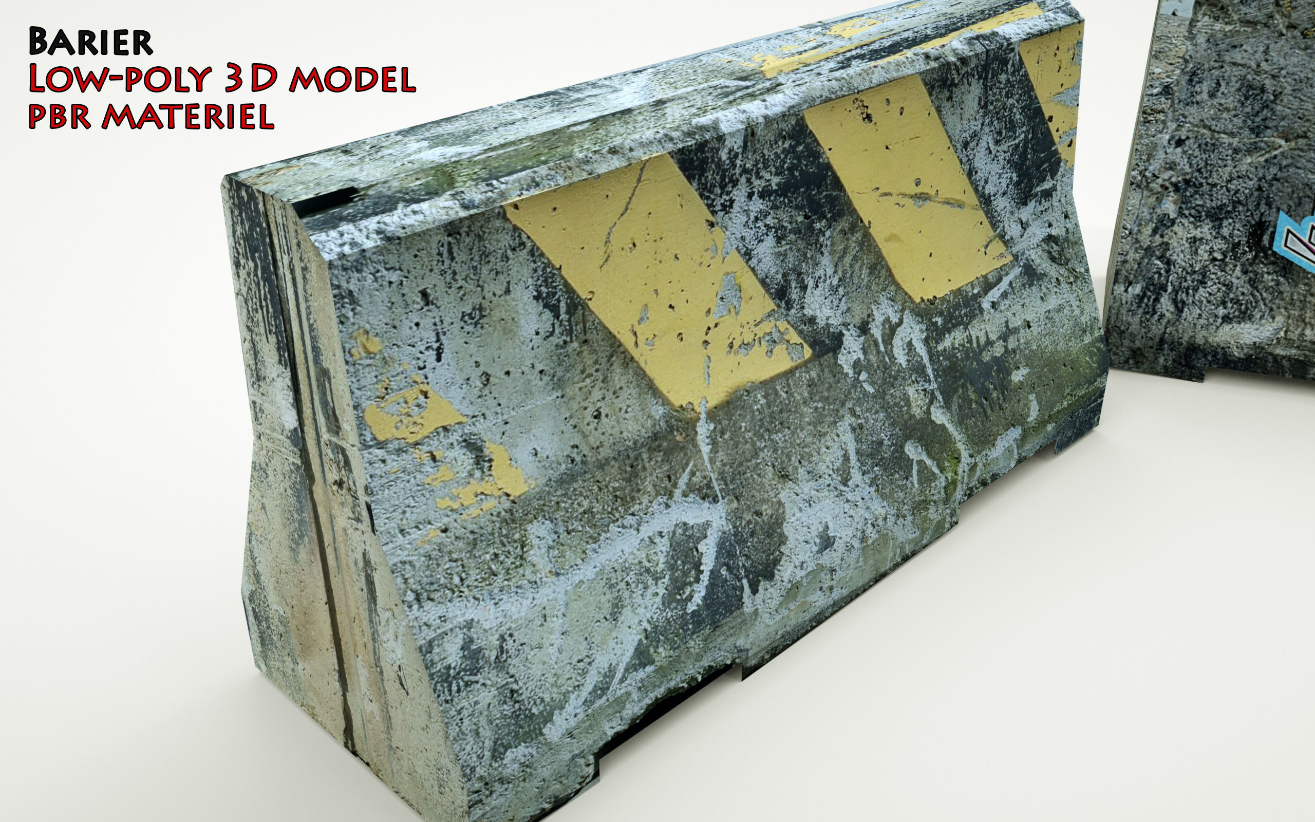Road Concrete Barrier 3d Model Low-poly 3D model_4