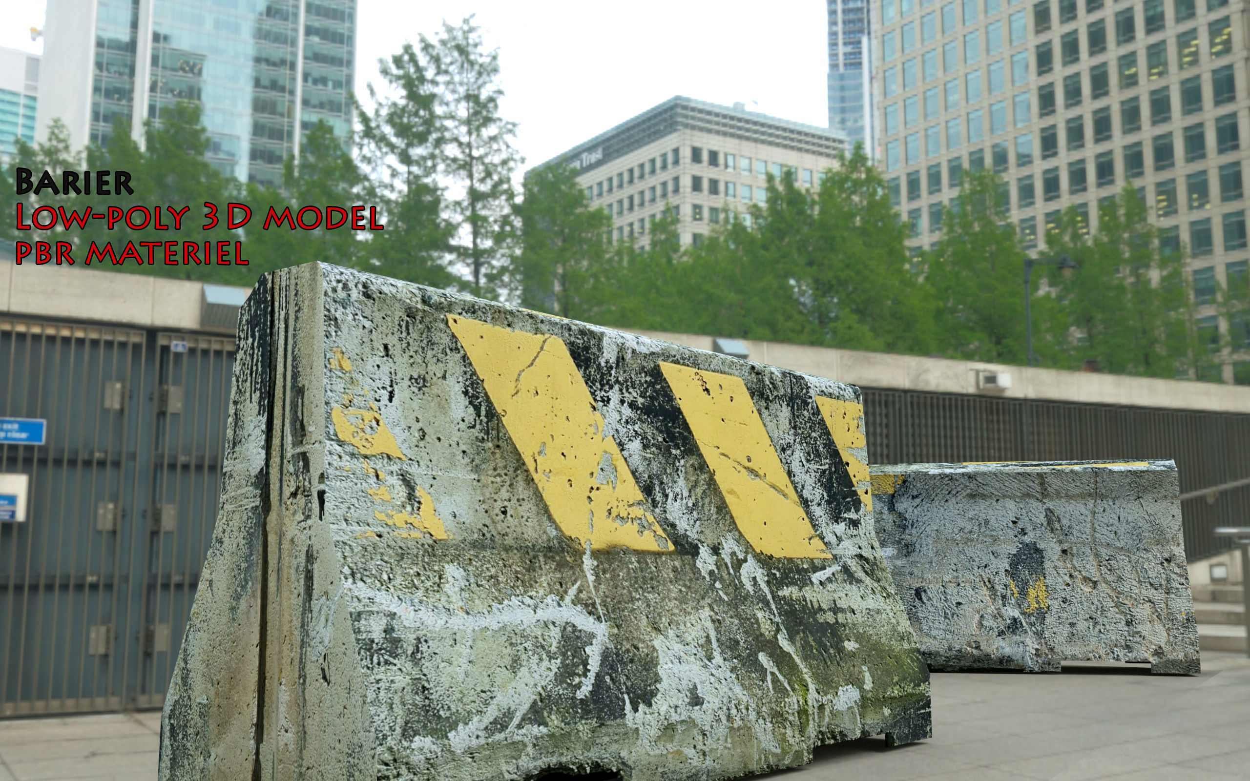 Road Concrete Barrier 3d Model Low-poly 3D model_3