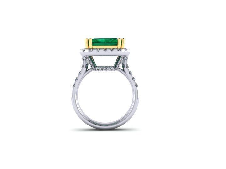 3D model rings emerald and diamond ring 3D print model_2