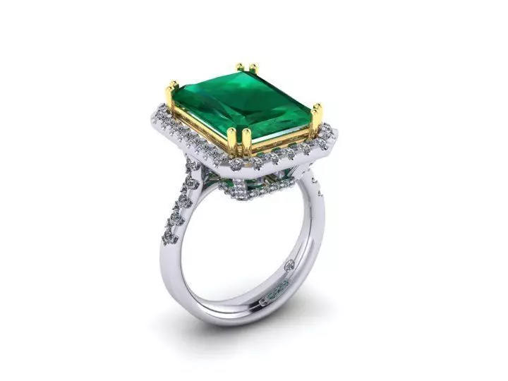 3D model rings emerald and diamond ring 3D print model_0