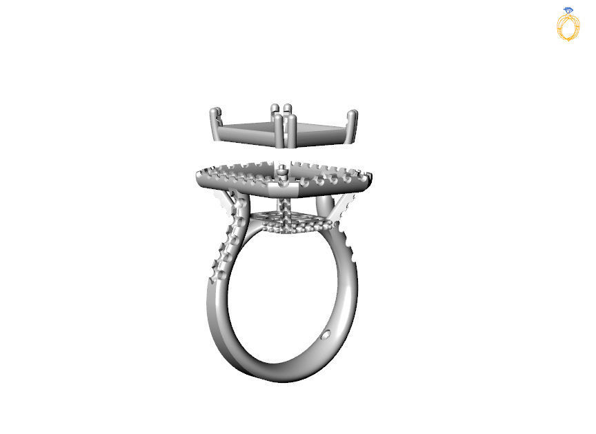 3D model rings emerald and diamond ring 3D print model_4