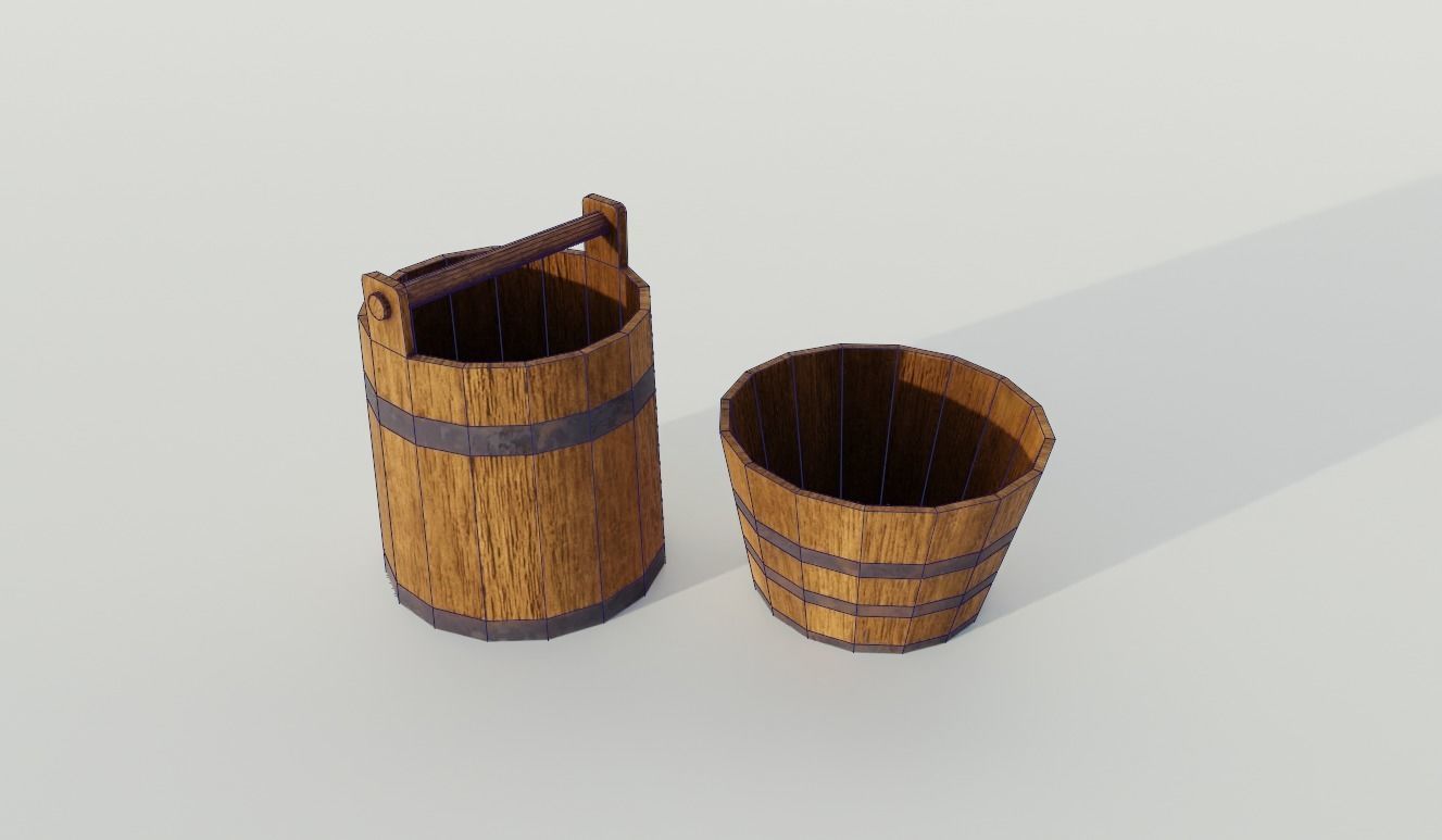 Wooden barrels PBR Game-ready Free low-poly 3D model_8