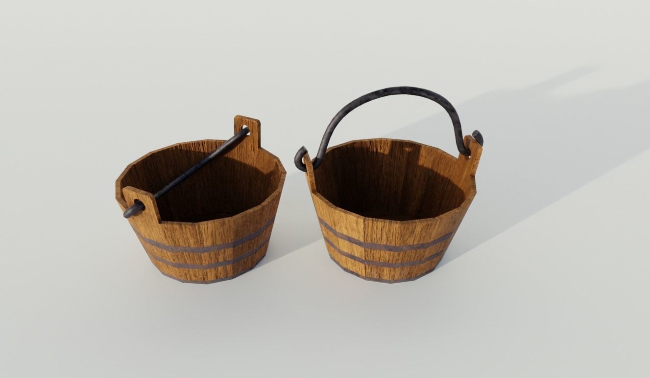 Wooden barrels PBR Game-ready Free low-poly 3D model_5