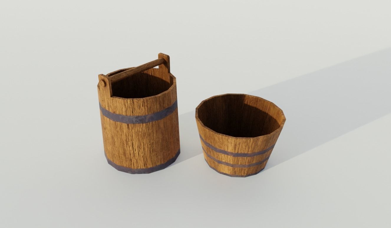 Wooden barrels PBR Game-ready Free low-poly 3D model_7