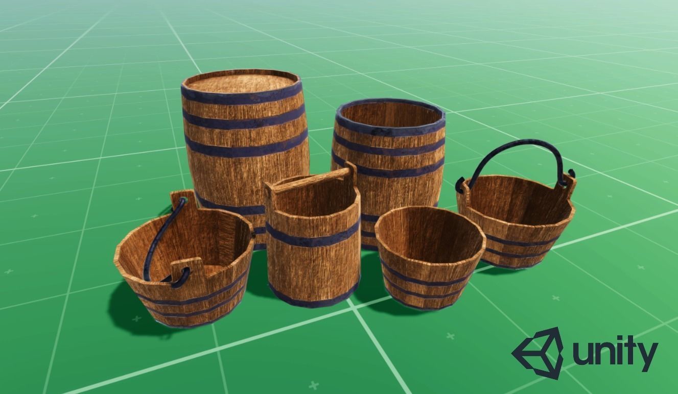 Wooden barrels PBR Game-ready Free low-poly 3D model_9
