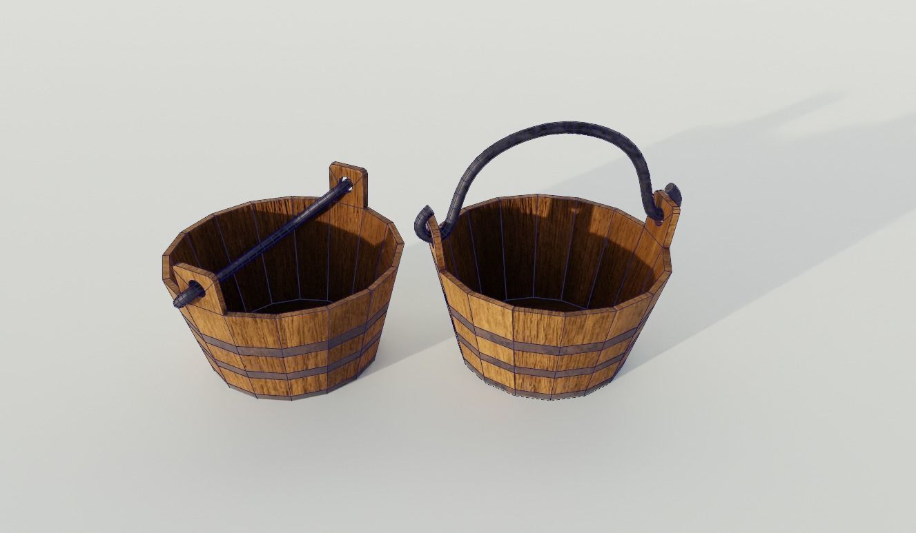Wooden barrels PBR Game-ready Free low-poly 3D model_6