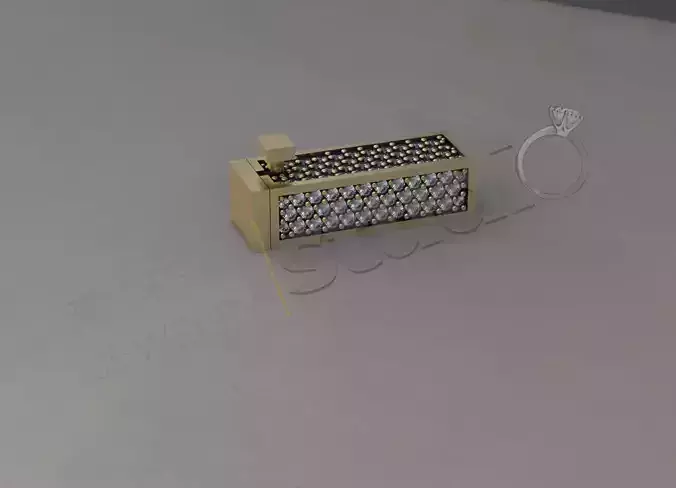 Chain lock clasp cube shape with gems 3d model