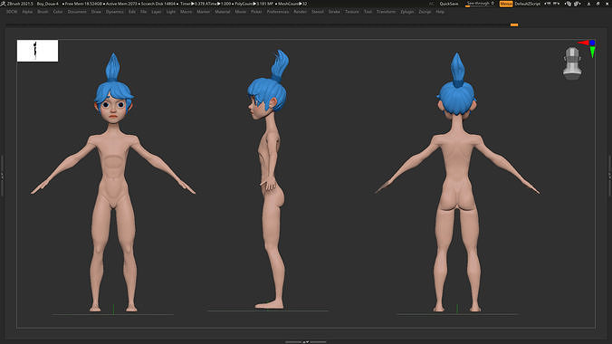 ZBrush Character Basemesh Boy - Dika Style 4 3D model